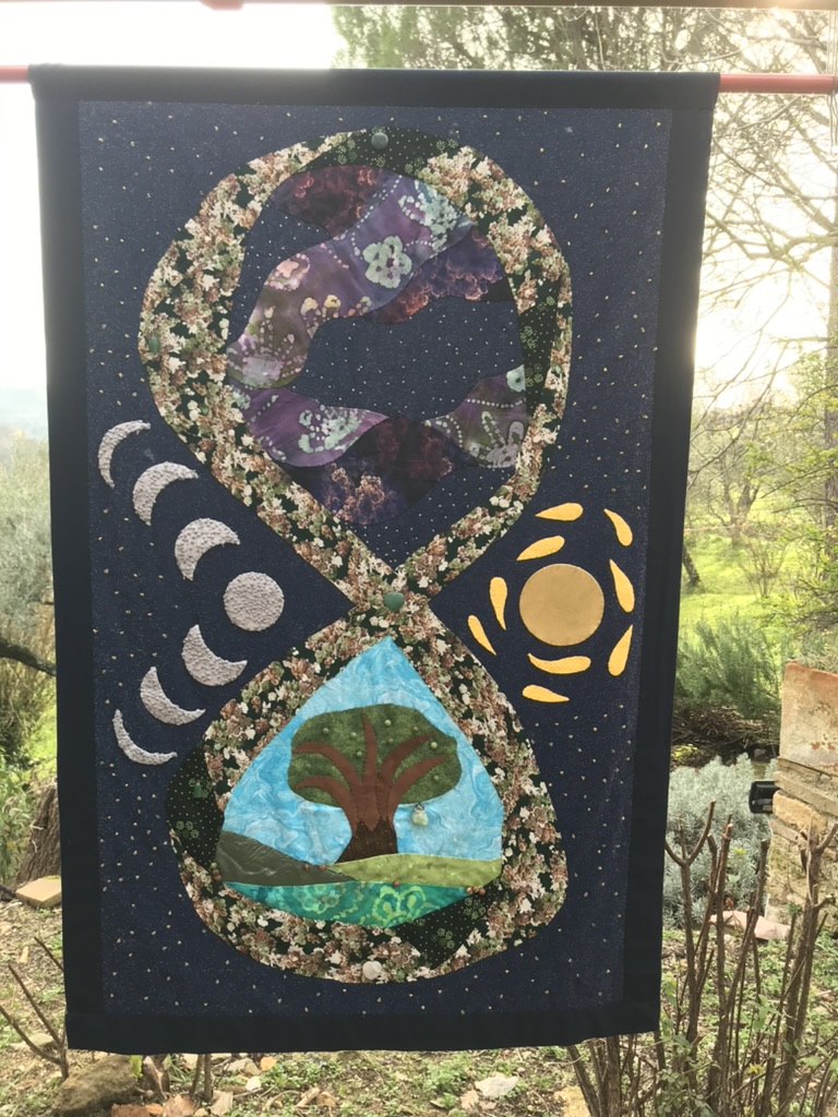  Heart Chakra: Fabric collage with semi precious stones, crystals and treasures for sale £2600